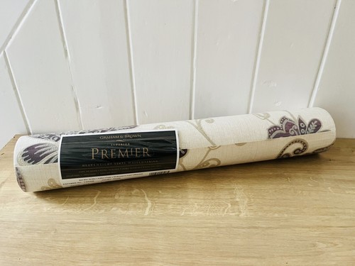 Graham & Brown 1 Roll Juliet Plum Wallpaper Superior Heavyweight Vinyl 19598