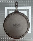LODGE Cast Iron 12" Skillet #10 SK with 3 Notch Heat Ring USA Vintage