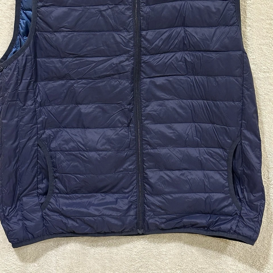 Chaleco de plumón empacable Saddlebred para hombre talla grande azul marino cremallera completa senderismo acolchado Foto 3 de 4