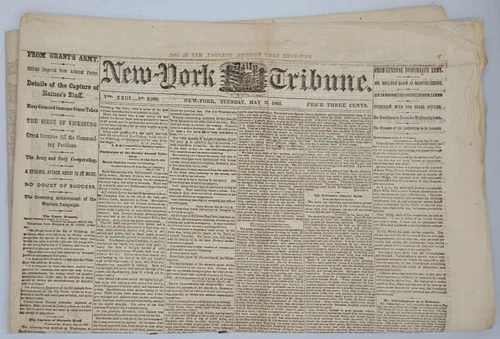 New York Tribune 5/26/1863 Siege of Vicksburg / Capture of Haine's Bluff