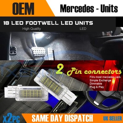 2x LED WEISS BLAU ROT Fußraum Höflichkeitsleuchten Mercedes Benz W203 W240 W209