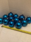12 Vintage Glass Christmas Tree Balls Ornaments 2.5" Blue Metal Caps RETRO -Z — photo 1