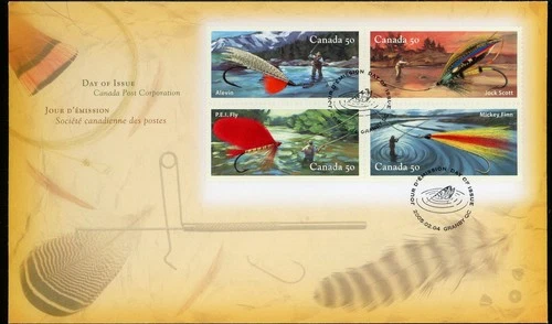 CANADA 2005 FISHING FLIES #2087a-d FIRST DAY COVER !! A99