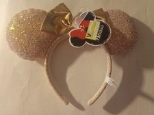 Disney Rose Gold Sequin Pink Bow Minnie Mouse Ears Headband NEW w TAGS
