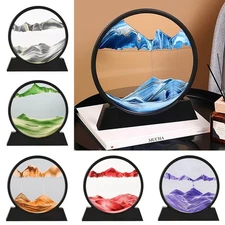 12" Art Painting Deep Sea Quicksand Moving Sand Art Picture Round Glass Desktop