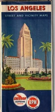 1949 CHEVRON Standard Oil LOS ANGELES California ROUTE 66 Beverly Hills Road Map