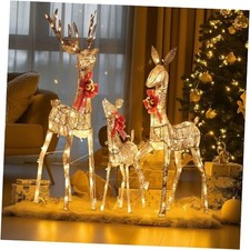 3- Piece Large Lighted Christmas Deer Decoration, 3D Christmas Reindeers