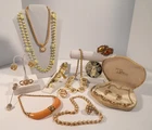 Vintage Costume Jewelry Lot - Dior, Tara, Trifari, E Pearl, Napier, Avon & More