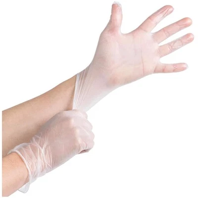 GROW BITZ 100 White Powder-Free Vinyl Gloves Disposable Latex-Free Protective Gloves L/M/S