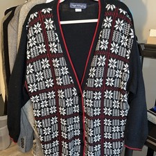 Vintage Maggie McNaughton Women’s 1XL Navy Blue Cardigan Sweater Made in USA