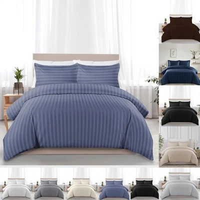 BOURNLONDON Egyptian Stripe Duvet Quilt Covers Luxury Bedding Set Single Double King Size