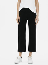 Eileen Fisher Women's Black Fine Jersey Straight Cropped Pant Sz L
