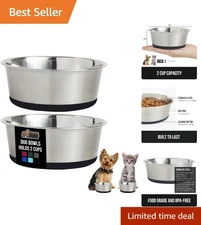 Set of 2 Heavy-Duty Stainless Steel Dog Bowls, 16 Oz - Dishwasher Safe & Stylish
