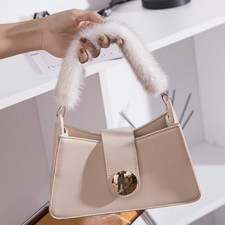 35cm Real Mink Fur Handbag Purse Strap Replacement Crossbody Shoulder For Women