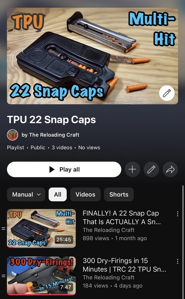 Paquete de 10 - LLANTA DE REVÓLVER CON TAPA A PRESIÓN 22LR con clasificación de fuego seco - TPU - Maniquí inerte redondo Foto 4 de 4