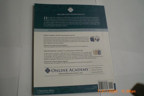 The British Tradition Poetry III From the Romantic to Victorian Memoria Press - Picture 4 of 4