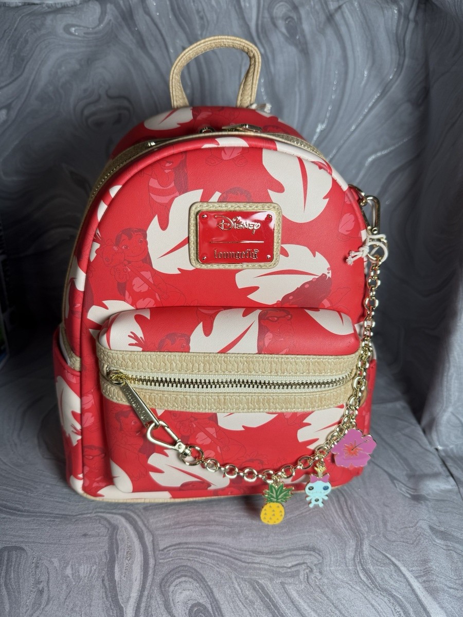 NWT Loungefly Red & Cream Lilo & Stitch Mini Backpack limited edition Disney Lilo and Stitch Disney Loungefly Mini Backpack | Get Ready  main image 4
