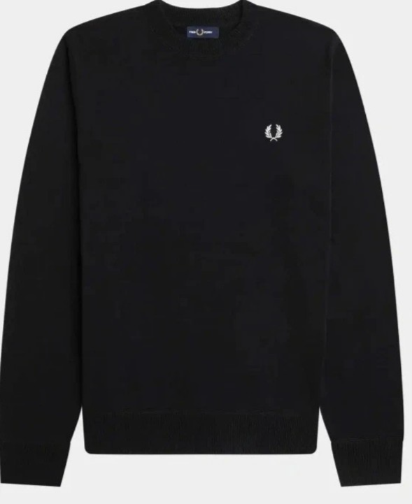 FRED PERRY * BNWT * SIZE L BLACK GRAPHIC LAUREL WREATH COTTON JUMPER - FREE P+P