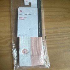 Lululemon Daily Essentials Ribbed Crew Socks Peach White M/L