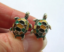 ROBERT TALBOTT HM 2008 STERLING SILVER VITREOUS ENAMEL TURTLE TORTOISE CUFFLINKS