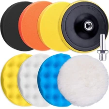 SIQUK 9 Pieces Car Buffing Pads 6 Inch Polishing Pads Foam Polisher Pads Car ...