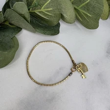 Vintage Forstner 12K GF Gold Filled Heart And Key Charm Bracelet