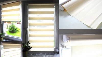 Doppelrollo Klemmfix ohne Bohren Klemm Vario Duo-Rollo Seitenzugrollo Zebrarollo - Bild 1 von 4