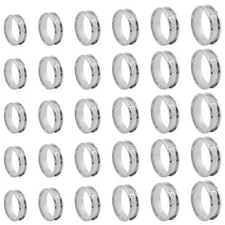 30PCS 6 Sizes Stainless Steel Blank Finger Ring 8mm Wide Round Grooved Inlay ...
