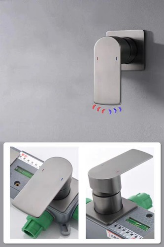 Gun Metal Bathroom Brass Washbasin Tap Wall Mounted Concealed Basin Mixer Faucet - Picture 11 of 11