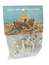 Arco Noahs Ark Toy Animals Plastic Figures SEALED bag 1970s Zebra Horses vtg usa