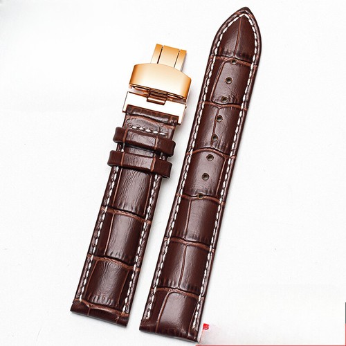 Double Sided Cowhide Butterfly Buckle Genuine Leather Watch Band Strap 12mm-24mm - Picture 36 of 41
