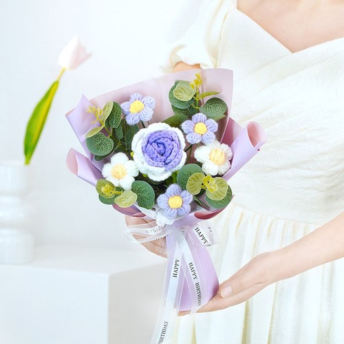 Crochet Flower Bouquet Rose Handmade Knitted Eternal Flowers Bouquet GV - Picture 5 of 18