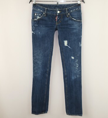 DSQUARED2 DENIM DUDS WOMENS RIPPED BLUE JEANS S75LA0222 size W38