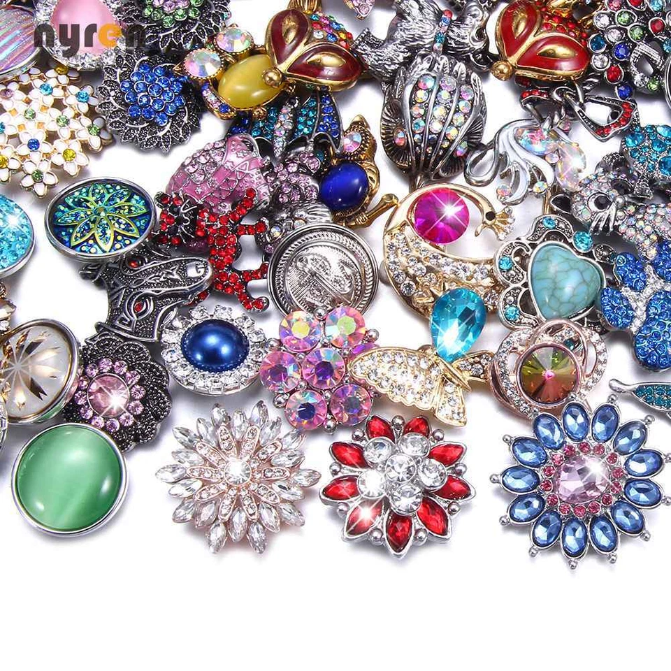 Mezcla superior 18 mm jengibre botón a presión estrás dijes a presión para joyería a presión de 20 mm  Foto 2 de 4