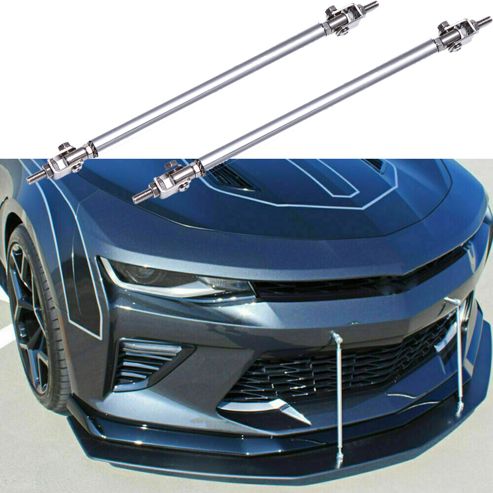 Front Bumper Lip Spoiler Splitter + Strut Rods Support Bar For Chevy Camaro SS
