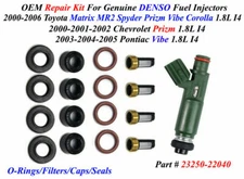 ✅OEM DENSO Repair Kit NEW Caps/Filters/O-Rings For 4 Fuel Injectors 23250-22040