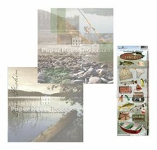 FISHING 12x12 Scrapbook Page Kit Papers  Stickers Outdoor Sports Dad