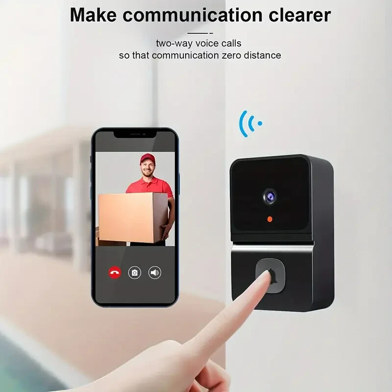 1pc Smart WIFI Doorbell Camera- Home Security Systems with 2-Way Audio, HD Night-image