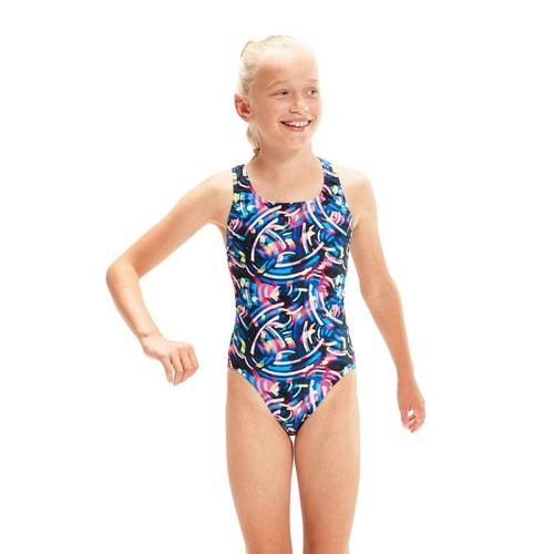 Speedo Junior Allover Digital Leaderback Swimsuit. SPEEDO GIRLS JUNIOR SWIMSUIT. - Picture 2 of 7