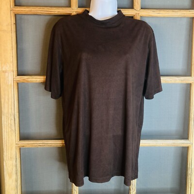 Farentino Ferre Italy Woman's Brown T Shirt Rayon Blend Size L 20x28