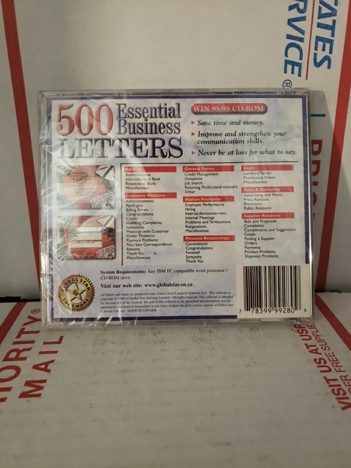 New Sealed 500 Letters Business Letters Win 95/98 • CD-ROM ~ Shelf177 - Image 2 of 2