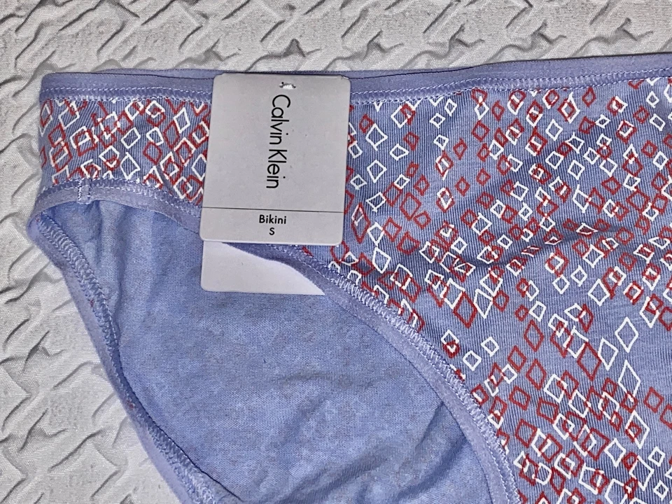 CALVIN KLEIN Forma Algodón Estampado Azul Blanco Bikini Panty Ropa Interior Mujer Talla S 5 Foto 3 de 4