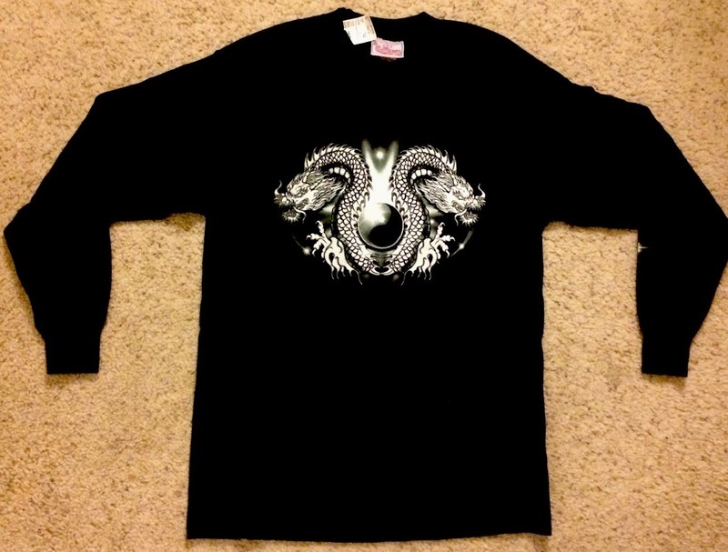Dragon Ying Yang Crystal Ball - Black Longsleve Tshirt - Large - Brand New!