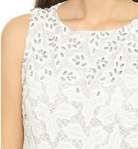 NWT Alice & Olivia rhinestone embellished Cream Cocktail Dress Multi SZ 10 $495 - Picture 4 of 12