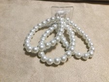 Set of 3 White Faux Pearl Stretch Bracelets for Girls