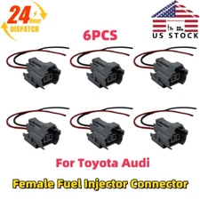 For Toyota Denso 6PC Electrical Plug Pigtail Female Fuel Injector Connector Audi