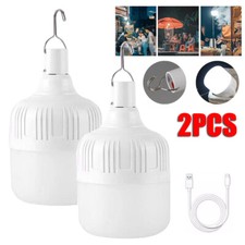 2x LED Camping Light Lantern USB Rechargeable Outdoor Tent Lamp Night Light Bulb