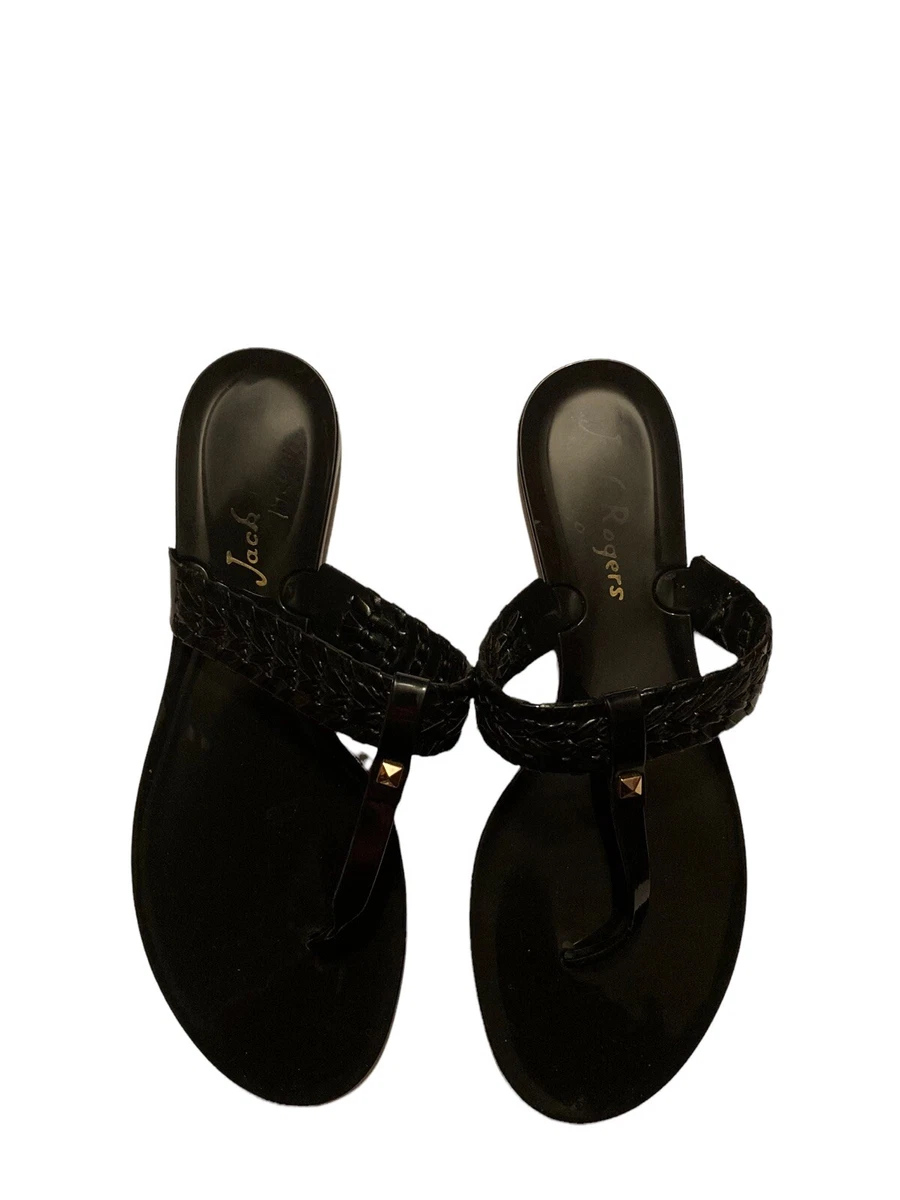 Jack Rogers Black Jelly Thong Sandals Size 9 eBay