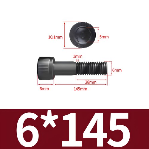 Tornillos de cilindro de acero M6 DIN 912 12.9 hexágono interior cabeza de cilindro en blanco M6x - Imagen 36 de 52