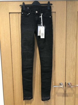 Brandneu mit Etikett Zoe Karssen Patti Skinny Rip N Roll schwarze Jeans, W25 L32, NEU UK 8
